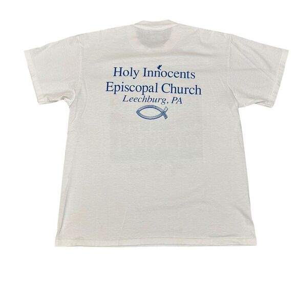 Vintage Jesus Shirt Mens Large Romans 1:16 White Thrashed Single Stitch - Picture 4 of 10